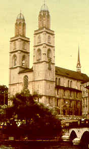 Grossmunster: the Main Church in Zurich (8 Kb): "16th Century Anabaptism,"  slide 5