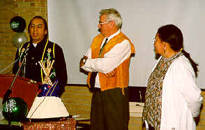Long-time Worker with Native Peoples, Menno Wiebe enters Retirement, 1997 (28 Kb):  photo by Aiden Schlichting Enns